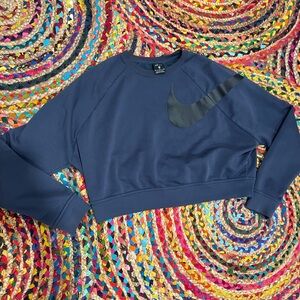 Nike Navy Blue Cropped Sweatshirt